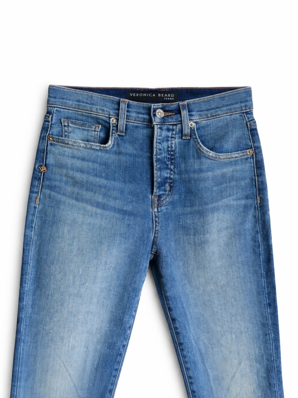 Veronica Beard Raleigh Jeans 25/0 High Rise Slim Straight Cuffed Waterfall Wash - Picture 3 of 14